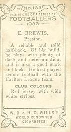 1933 Wills's Victorian Footballers (Small) #133 Edward Brewis Back